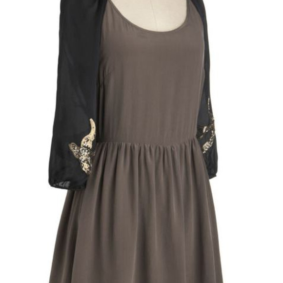 Modcloth "Birds and the Beads Dress" - Silk, XS, Beaded, Sleeves - Picture 2 of 5